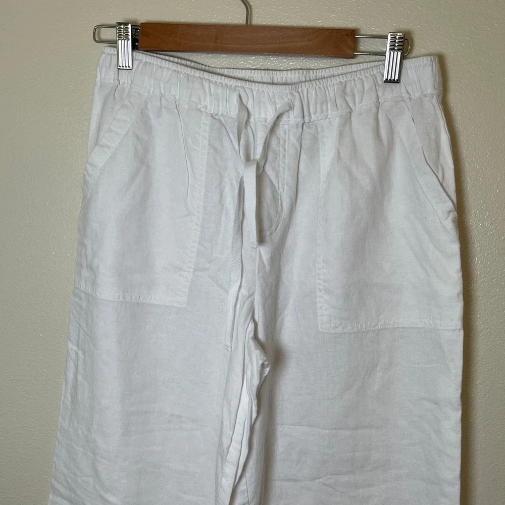 Casa Cabana Women's Linen Blend Pull on White Capris‎ Size Small